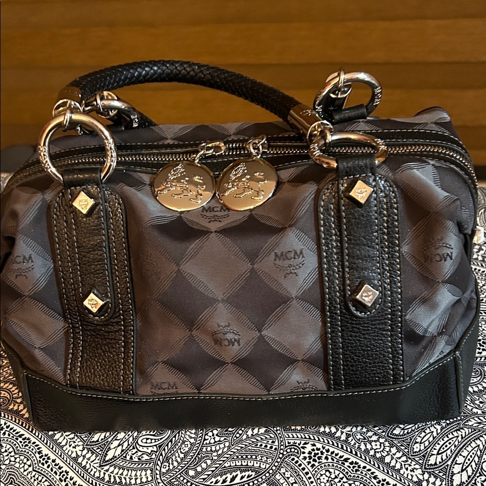 MCM Black and Gray jacquard Rare find